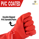 PVC Work Safety Glove Red 45cm Oil Chemical Resistant Dipped Durable Sanded