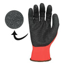 Close up of latex coating on palm of work gloves