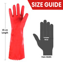 PVC Work Safety Glove Red 45cm Oil Chemical Resistant Dipped Durable Sanded