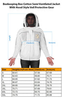 Beekeeping Bee Cotton Semi Ventilated Jacket With Hood Style Veil Protective Gear - Ozee beekeeping Supplies
