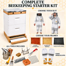 Complete Beekeeping Starter Kit – 10 Frame Assembled 2 Storey Beehive, Premium 3-Layer Mesh Suit, Gloves & Frame Options