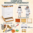 Complete Beekeeping Starter Kit – 10 Frame Assembled 2 Storey Beehive, Premium 3-Layer Mesh Suit, Gloves & Frame Options