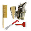 4Pcs  Beekeeping Tools Kit, Stainless Steel Hive Tool, Bee Brush, Smoker, Comb Wax Extracting Fork
