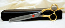 Ovial Camel - 24KT Gold Plated Professional Thinning Barber Scissor 8" - Ozee beekeeping Supplies